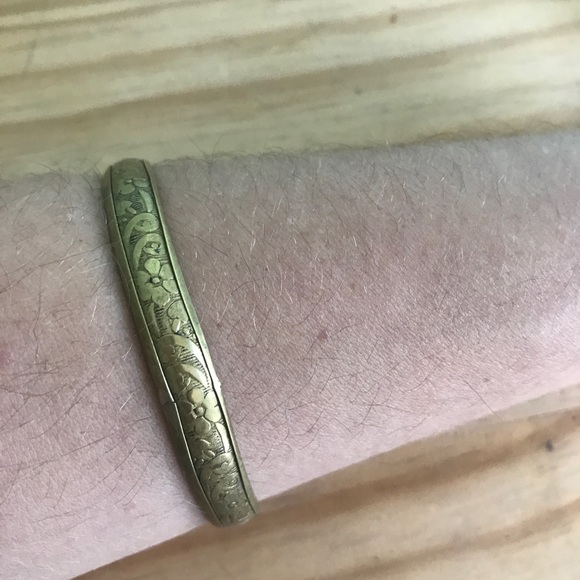Engraved Gold Bangle - Picture 2 of 2